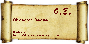 Obradov Becse névjegykártya